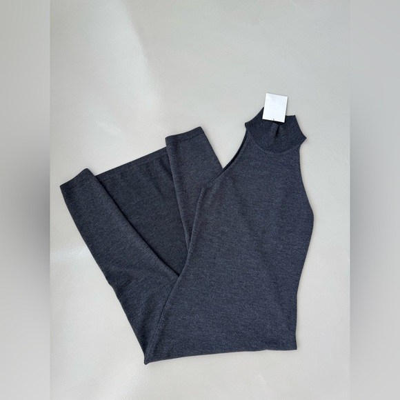 NWT TOTÊME Ribbed Neck Dark Gray Wool Midi Dress Size XS - Picture 7 of 13